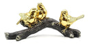Escultura Decorativa Trio de Pássaros Preto com Dourado – 23 x 11 cm