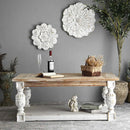 Mesa de Centro de Madeira Vintage – Design Grego | Branca | 120 x 70 x 50 cm