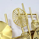 Relógio de Parede 3D Design Europeu em Metal com Folhas 120cm Dourado