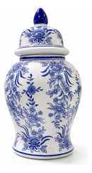 Vaso Decorativo Azul e Branco em Porcelana Luxo 40x19