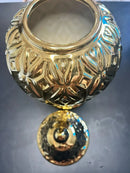 Vaso Decorativo Dourado Porcelana Luxo 35x15 Dourado-escuro