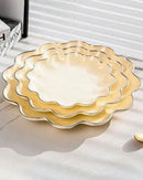 Prato 3 Andares Bege E Prata Luxo Doces Decoração 29CM