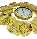Relógio de Parede Luxuoso em Metal Dourado – Design Europeu com Folhas 3D | 66 cm