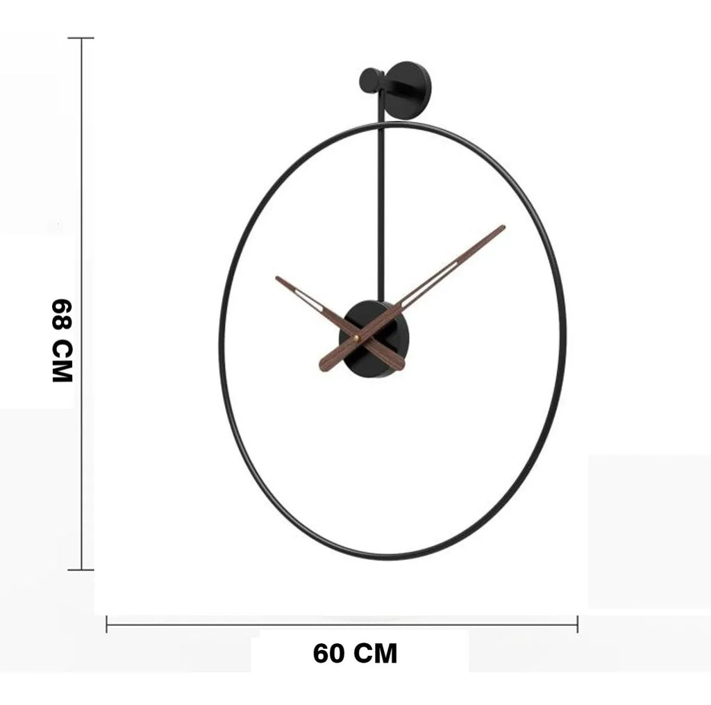Relógio de Parede 3D Preto em Metal – Design Europeu 60cm (Vazado)