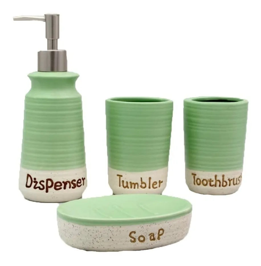 Kit Banheiro Lavabo Porta Escova Sabonete Liquído 4 Peças