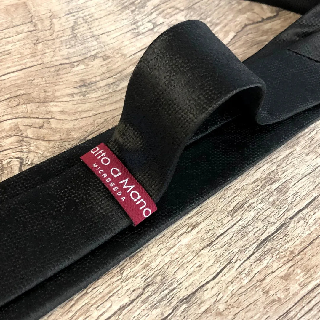 Gravata Preta Fatto A Mano 1200 Fios Microseda