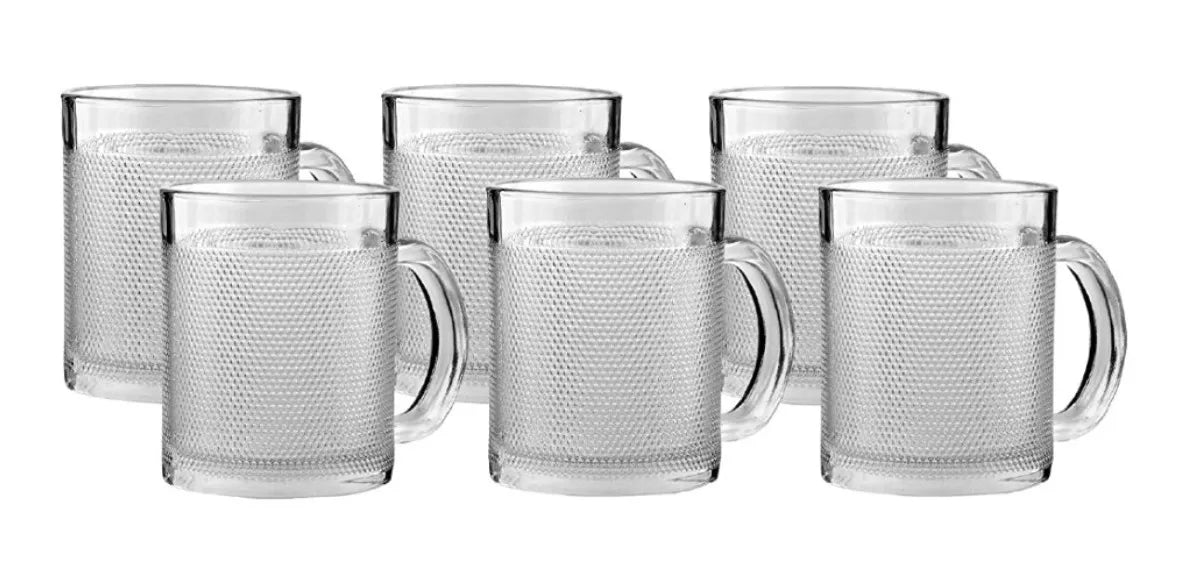 Jogo 6 Canecas de Vidro para Água, Suco e Cerveja 300ml – Transparente