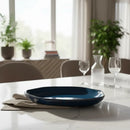 Bandeja Fruteira Centro de Mesa 44 cm em Cerâmica Luxo Azul