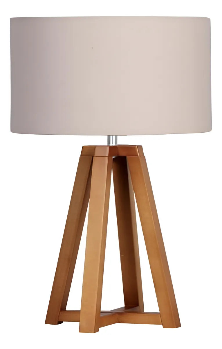 Abajur Luminária Madeira Imbuia Quadripé Cúpula Bege 47x30 Marrom Imbuia 127/220v