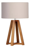 Abajur Luminária Madeira Imbuia Quadripé Cúpula Bege 47x30 Marrom Imbuia 127/220v