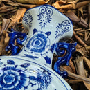 Vaso Azul E Branco Decorativo Com Alça 34x21x5cm Azul E Branco Florido