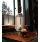 Luminária Candeeiro de Chão e Mesa Estilo Lampião 65x20 – Metal e Vidro