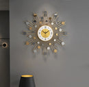 Relógio de Parede 3D Luxuoso em Metal – Design Europeu 70cm Dourado/Branco (Silencioso)