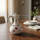 Porta Azeite Porcelana Branco com Corações Vermelhos Love 10x15 cm