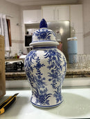 Vaso Decorativo Azul e Branco em Porcelana Luxo 40x19