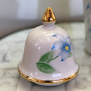 Vaso Decorativo de Porcelana Azul e Branco com Detalhes Verde e Amarelo – 45x17