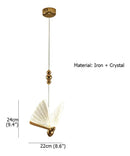 Luminária Pendente Borboleta Cristal Libélula Dourada 24cm 127/220v Dourado