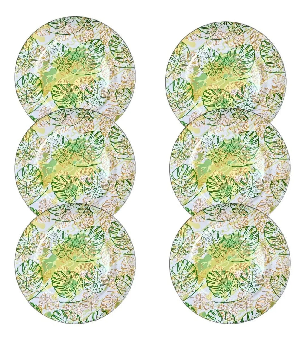 Jogo de Sousplat em Poliresina Design Folhas – Branco 33x33cm (Kit com 6 Peças)