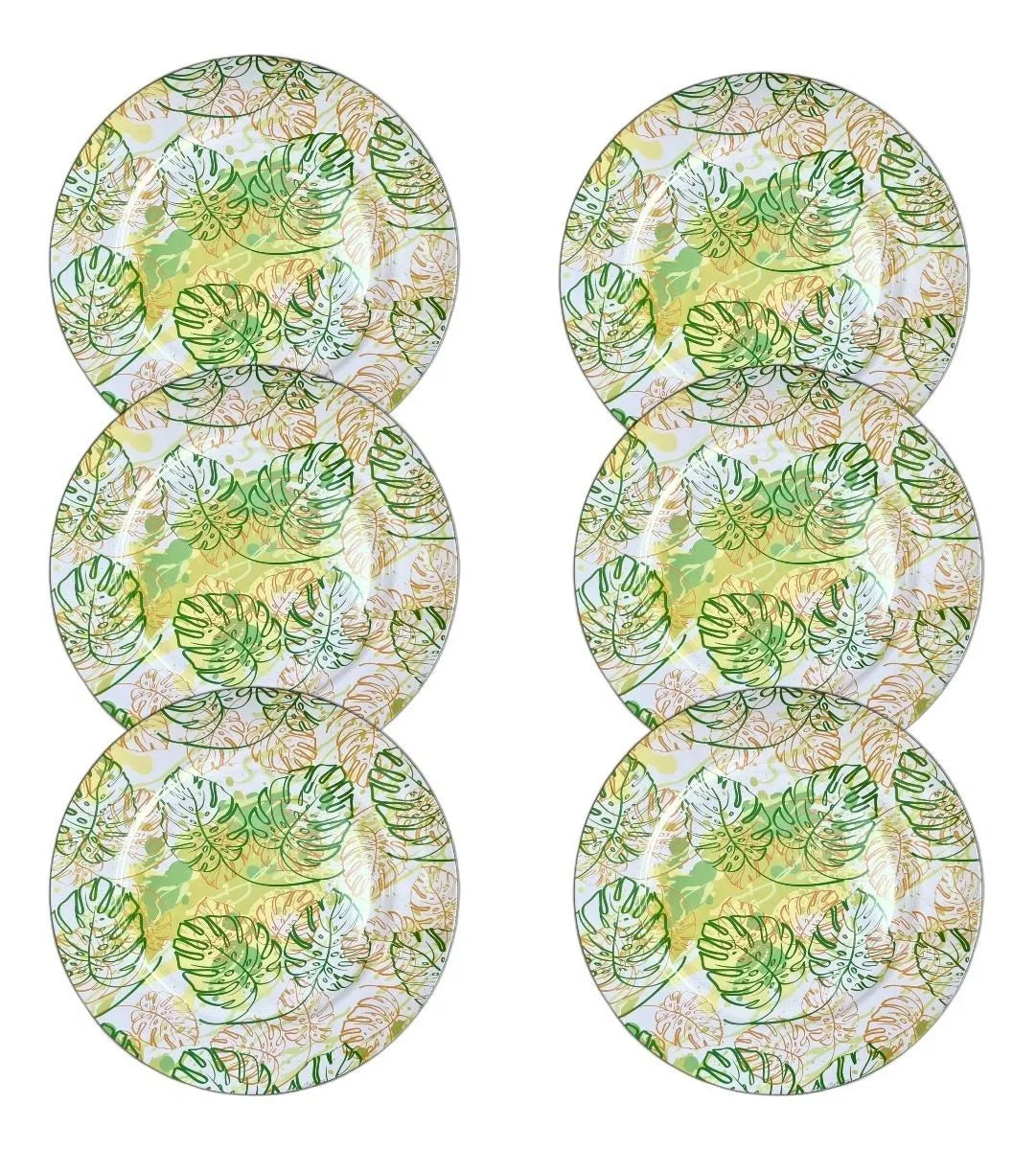 Jogo de Sousplat em Poliresina Design Folhas – Branco 33x33cm (Kit com 6 Peças)