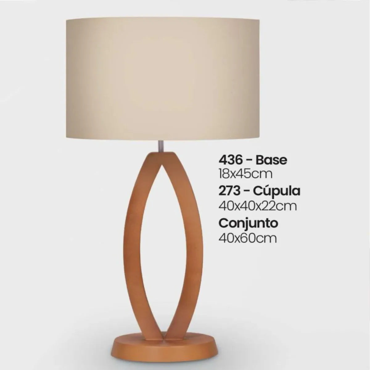 Abajur de Mesa Madeira Imbuia 60x40cm com Cúpula em Linho Bege – Bivolt