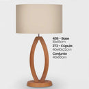 Abajur de Mesa Madeira Imbuia 60x40cm com Cúpula em Linho Bege – Bivolt