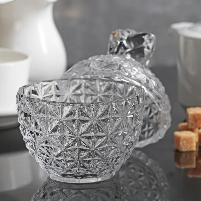Açucareiro De Vidro Lapidado Diamonds 350g Incolor