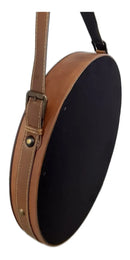 Espelho Adnet Redondo com Alça de Couro Legítimo 48 cm – Marrom | Peça Robusta e Sofisticada