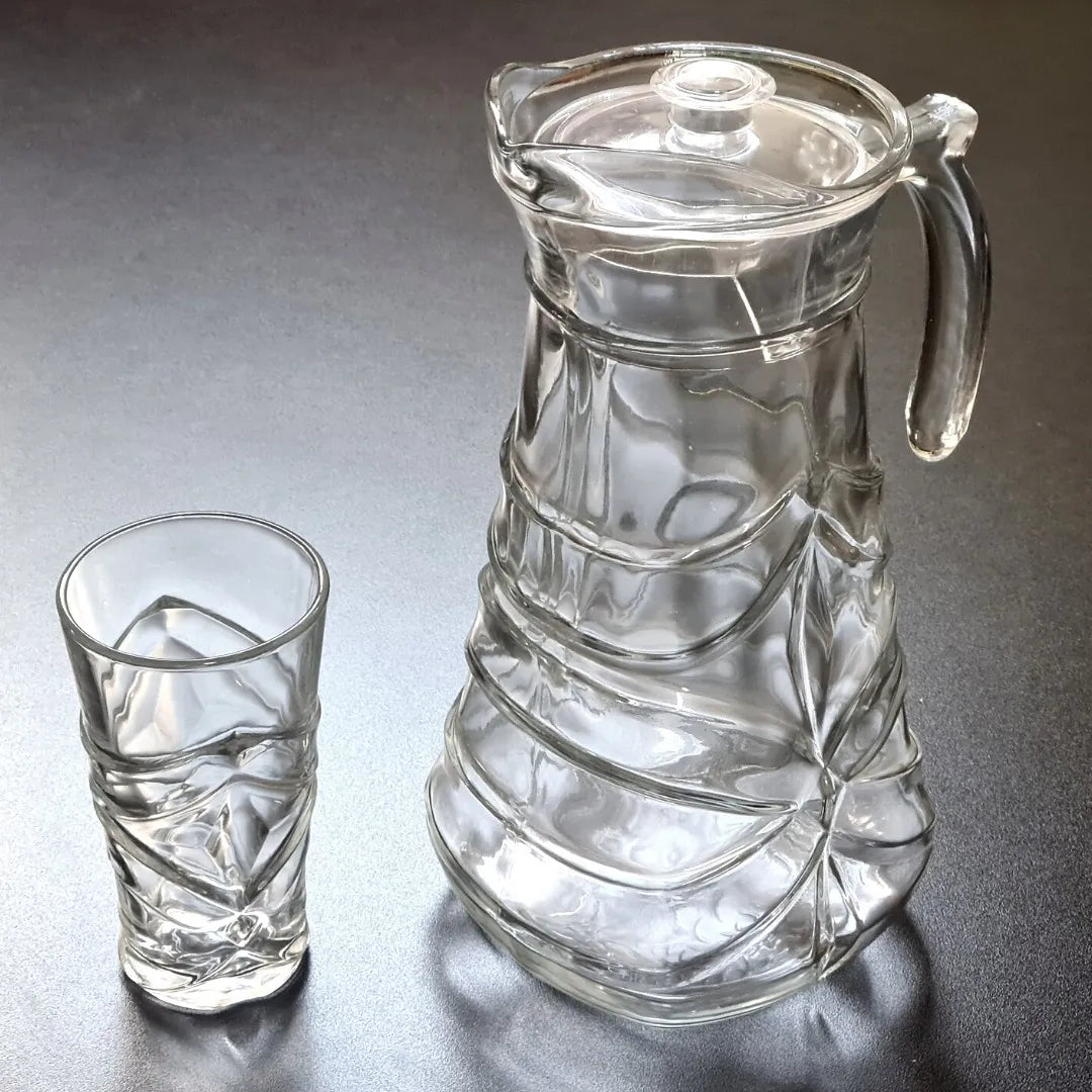 Jarra de Vidro com 6 Copos e Tampa – Suco e Água 1800ml