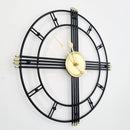 Relógio de Parede Preto com Dourado – Design Europeu Vazado 3D | 50 cm