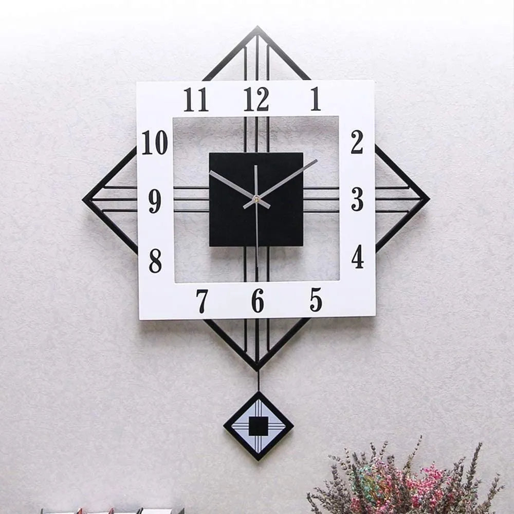Relógio de Parede Retrô Vintage Preto e Branco Pendente 60cm