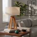 Abajur Luminária Madeira Imbuia Quadripé Cúpula Bege 47x30 Marrom Imbuia 127/220v