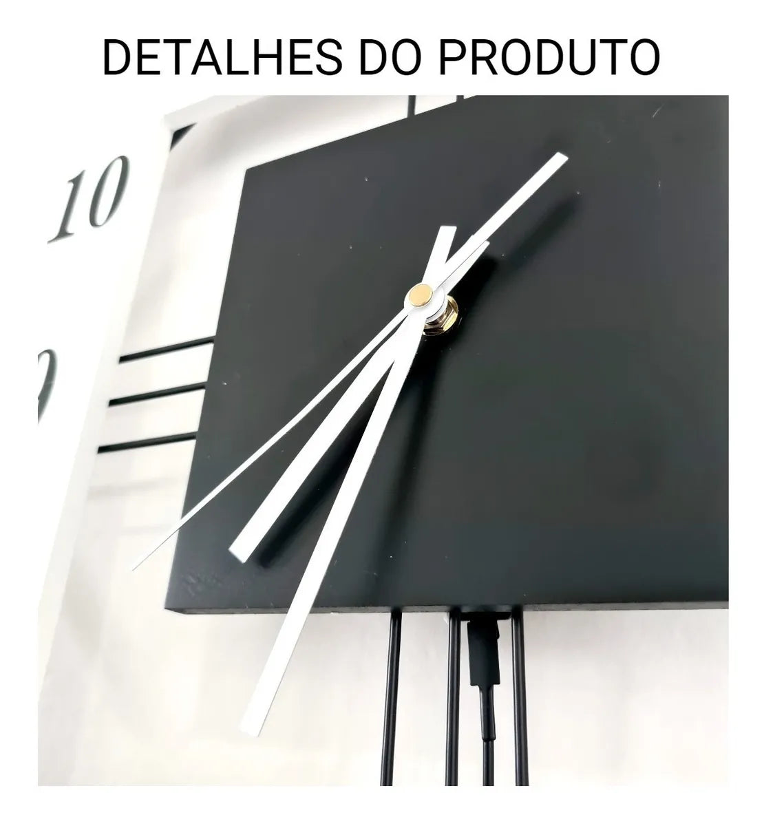 Relógio de Parede Retrô Vintage Preto e Branco Pendente 60cm