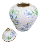 Vaso Decorativo Porcelana Branco e Dourado Floral 30x22