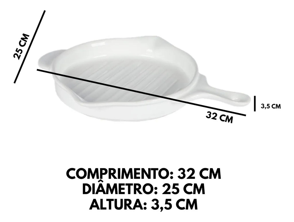 Frigideira Redonda de Cerâmica para Servir – Mesa Posta 32x25 Branco