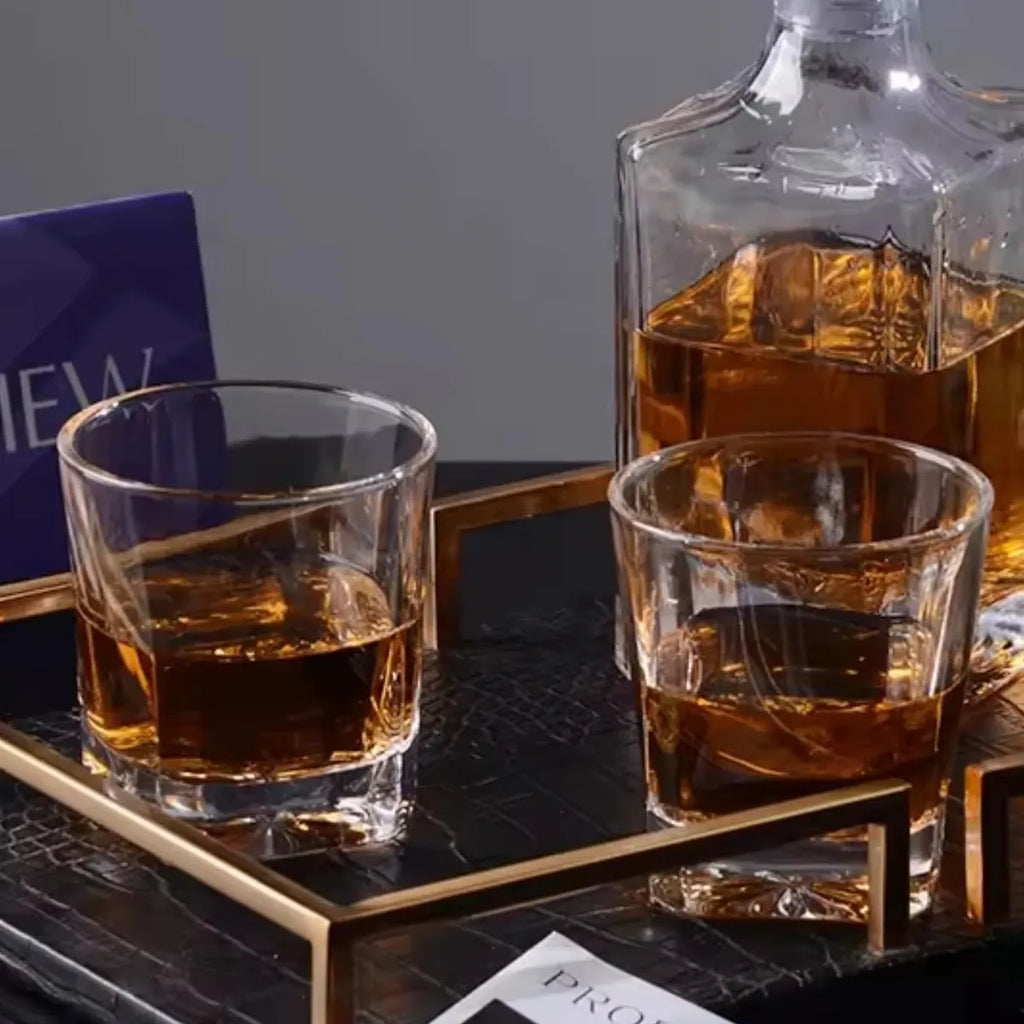 Copo De Whisky Vidro 6 Peças Licor Luxuoso Sofisticado 300ml Transparente