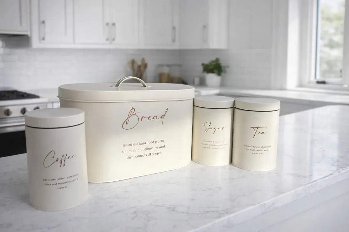 Kit 4 Potes para Alimentos em Metal 5L – Organização e Elegância para sua Cozinha