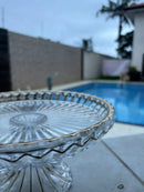 Boleira Centro de Mesa Vidro Borda Dourada 22cm Elegante