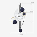 Relógio de Parede 3D Metal Solar – Design Europeu Luxuoso 79cm Azul-Marinho (Vazado | Silencioso)