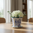 Vaso Cachepot Decorativo em Cerâmica Azul e Branco – Modelo Elegance