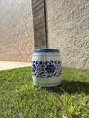 Puff Cerâmico Seat Garden Oriental Azul e Branco – Banqueta Decorativa
