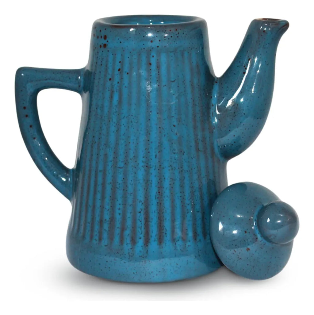 Bule de Café e Chá em Cerâmica Frisada 900ml – Azul Acqua Marine