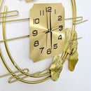 Relógio de Parede Folhas 3D em Metal – Design Europeu Vertical 80cm Dourado (Silencioso)