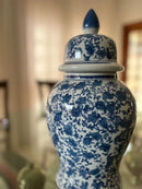Vaso Decorativo Porcelana Azul E Branco Luxo Clássico 40x19