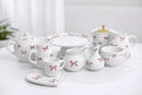 Xícara com Pires Porcelana Branca com Laço Vermelho Love 9x11x7 / 16 cm