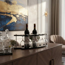 Adega de Vinho Rack em Madeira com Suporte para 2 Garrafas + 6 Taças | Home Bar Decorativo