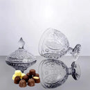 Bomboniere de Vidro Baleiro Potiche com Tampa e Pedestal – Transparente (29 x 16 cm)