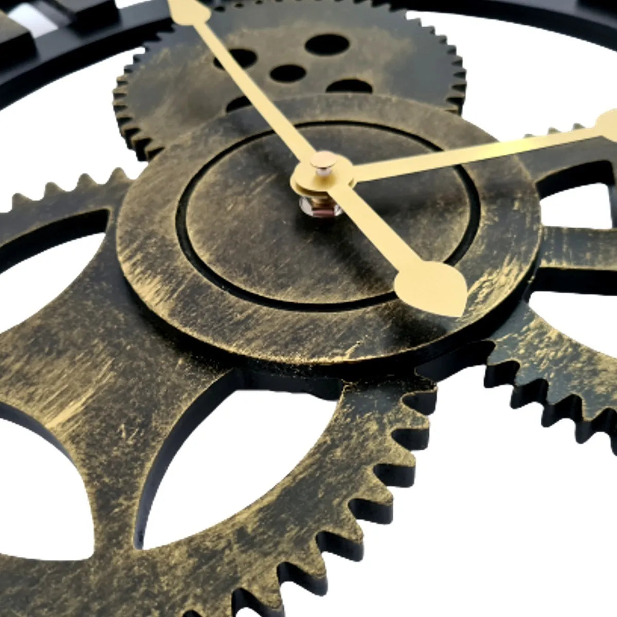 Relógio de Parede 3D Industrial Vazado Preto com Dourado 50cm – Design Europeu
