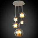 Lustre Pendente LED 5 Lâmpadas Moderno Prateado para Sala e Ambientes Internos