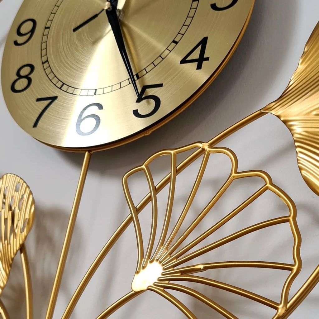 Relógio de Parede 3D Design Europeu Luxuoso em Metal 127cm – Dourado