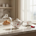 Bule de Porcelana Branco com Corações Vermelhos Love 500ml 21x13x14 cm